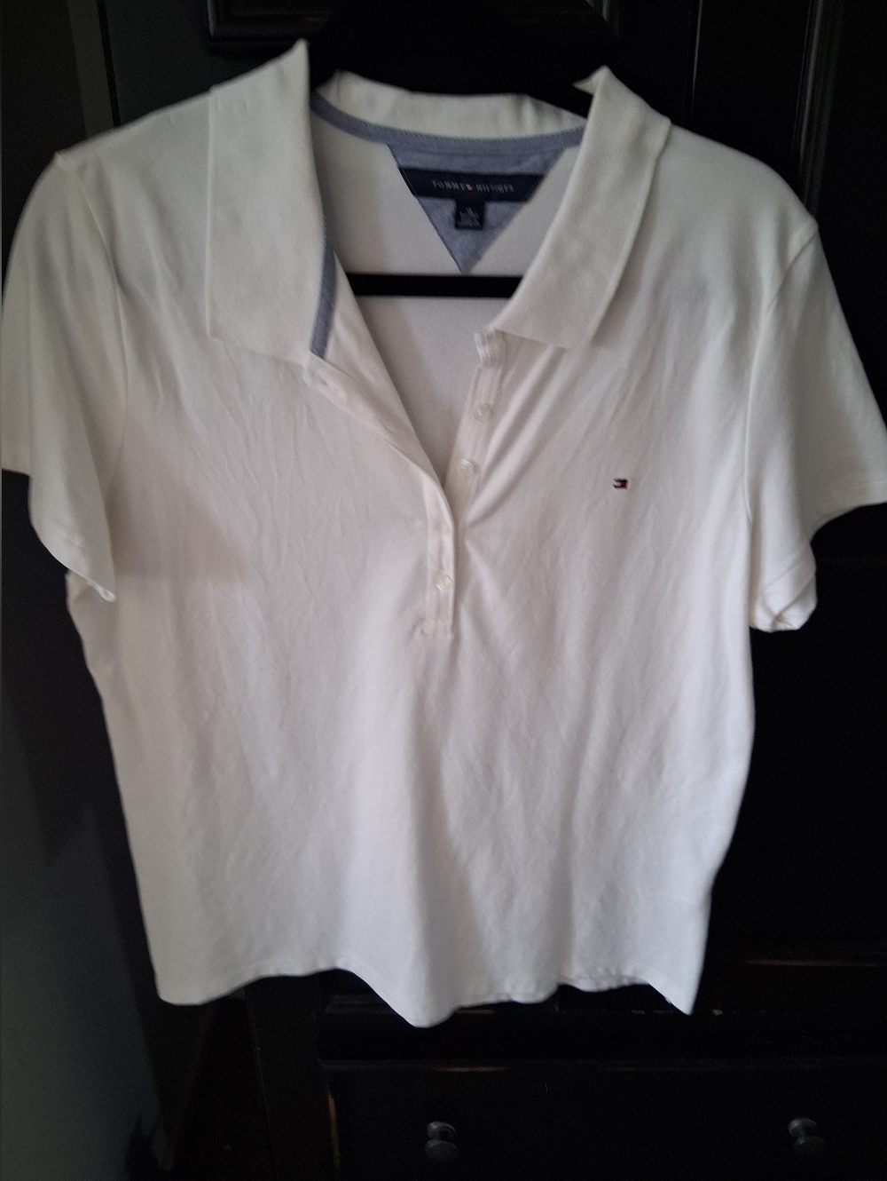 Tommy Hilfiger White Short-Sleeve Button Down Golf Shirt